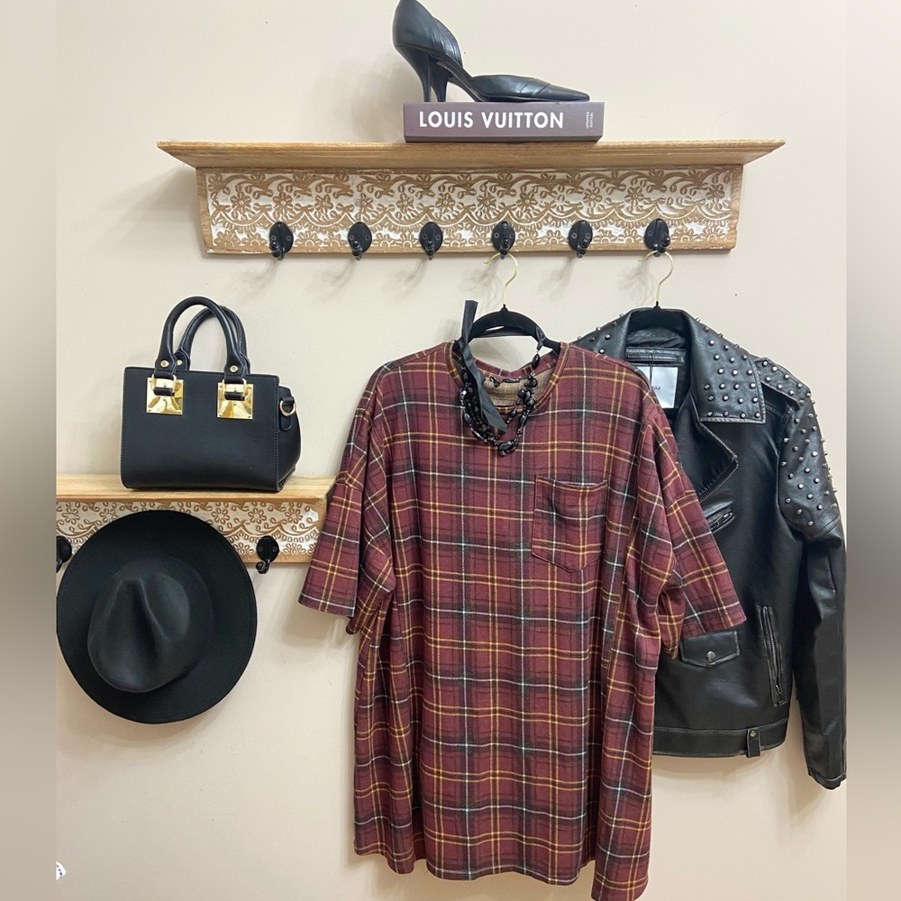 Plaid ZARA 2X Tunic dress pit 26.5”